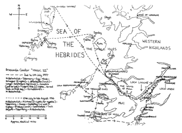 Chart showing the track of Magic III